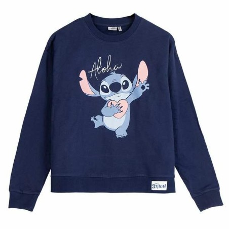 Felpa senza Cappuccio Donna Stitch Blu scuro S