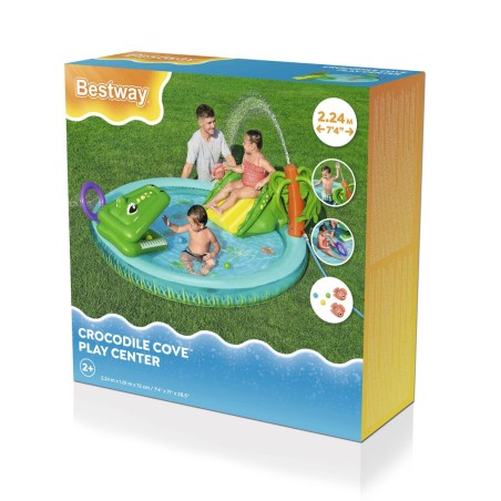 Bestway Piscina Gonfiabile Parco Giochi Coccodrillo 224x181x72 cm +2 Anni 53166