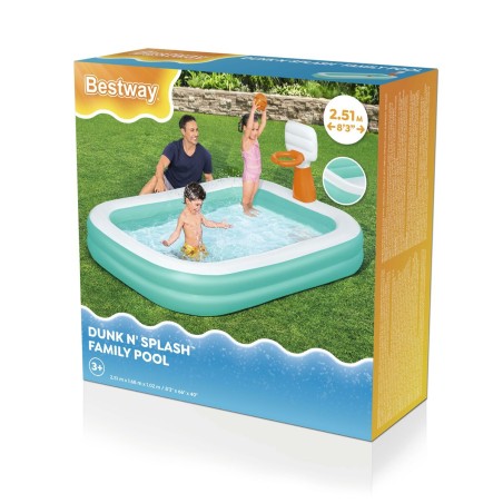 Bestway Piscina Gonfiabile Bambini Basket 251x168x102 cm +3 Anni Giardino 54445
