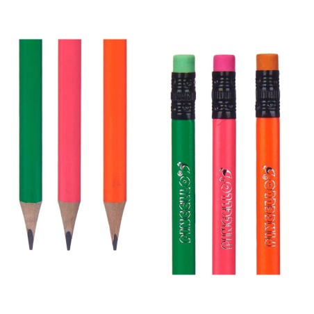 Set di Matite Pincello 477 Azzurro Rosso Verde Arancio Temperamatite Gomma da cancellare (12 Unità)