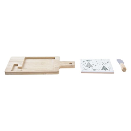 Set da Aperitivo DKD Home Decor Bianco Verde Bambù Gres (21,5 x 11,8 x 1,5 cm)