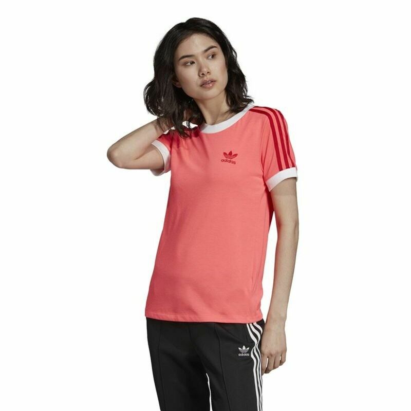 Maglia a Maniche Corte Donna Adidas 3 Stripes Salmone Maglia a Maniche Corte Donna Adidas 3 Stripes Salmone