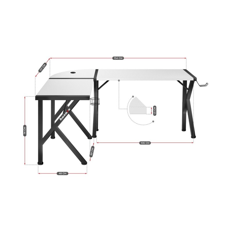 Scrivania Huzaro Hero 6.3 Bianco Nero Acciaio Fibra di carbonio 154 x 74 x 117 cm Scrivania Huzaro Hero 6.3 Bianco Nero Acciaio Fibra di carbonio 154 x 74 x 117 cm