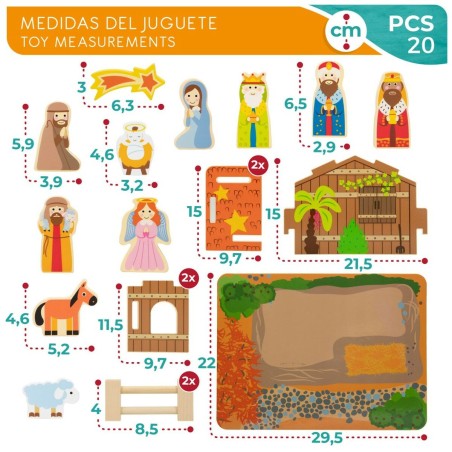 Presepe di Natale Woomax Legno 29,5 x 16,5 x 22 cm (20 Pezzi) (6 Unità)