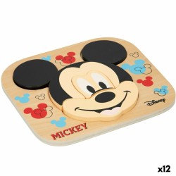 Puzzle di Legno per Bambini Disney Mickey Mouse + 12 Mesi 6 Pezzi (12 Unità)