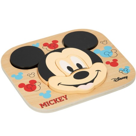 Puzzle di Legno per Bambini Disney Mickey Mouse + 12 Mesi 6 Pezzi (12 Unità)