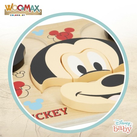 Puzzle di Legno per Bambini Disney Mickey Mouse + 12 Mesi 6 Pezzi (12 Unità)