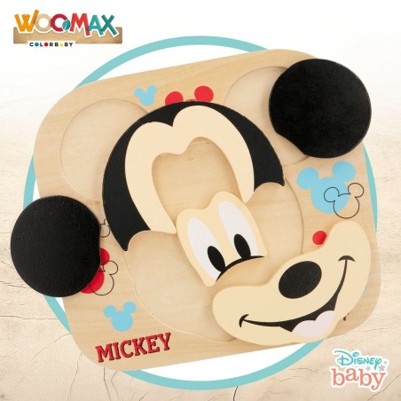 Puzzle di Legno per Bambini Disney Mickey Mouse + 12 Mesi 6 Pezzi (12 Unità)