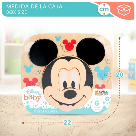 Puzzle di Legno per Bambini Disney Mickey Mouse + 12 Mesi 6 Pezzi (12 Unità)