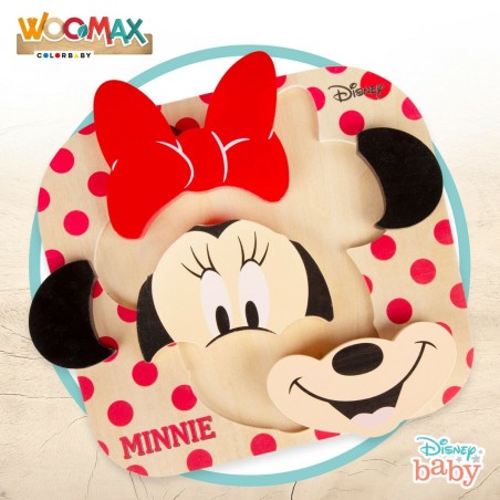 Puzzle di Legno per Bambini Disney Minnie Mouse + 12 Mesi 6 Pezzi (12 Unità)