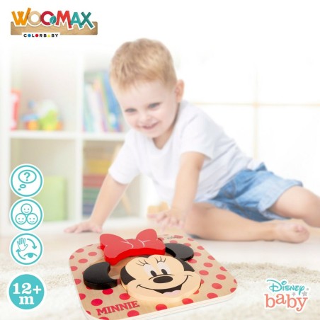 Puzzle di Legno per Bambini Disney Minnie Mouse + 12 Mesi 6 Pezzi (12 Unità)