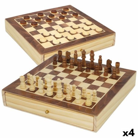 Tabellone da Scacchi e Dama Colorbaby Sertar Legno (4 Unità)