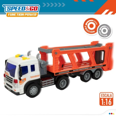 Camion Porta-veicoli e Macchinine a Frizione Speed & Go 37,5 x 12,5 x 10 cm (2 Unità)