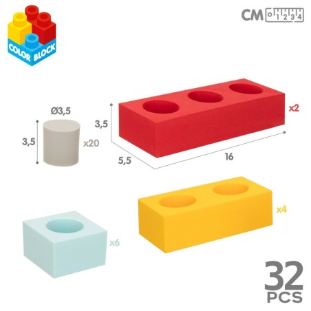 Blocchi di Costruzioni Color Block 32 Pezzi EVA (4 Unità)