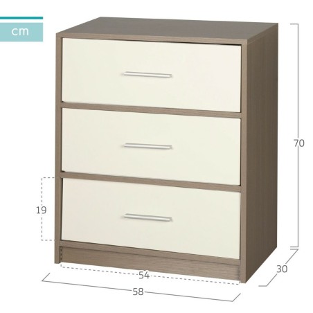 Comodino Max Home Bianco Grigio 58 x 70 x 30 cm