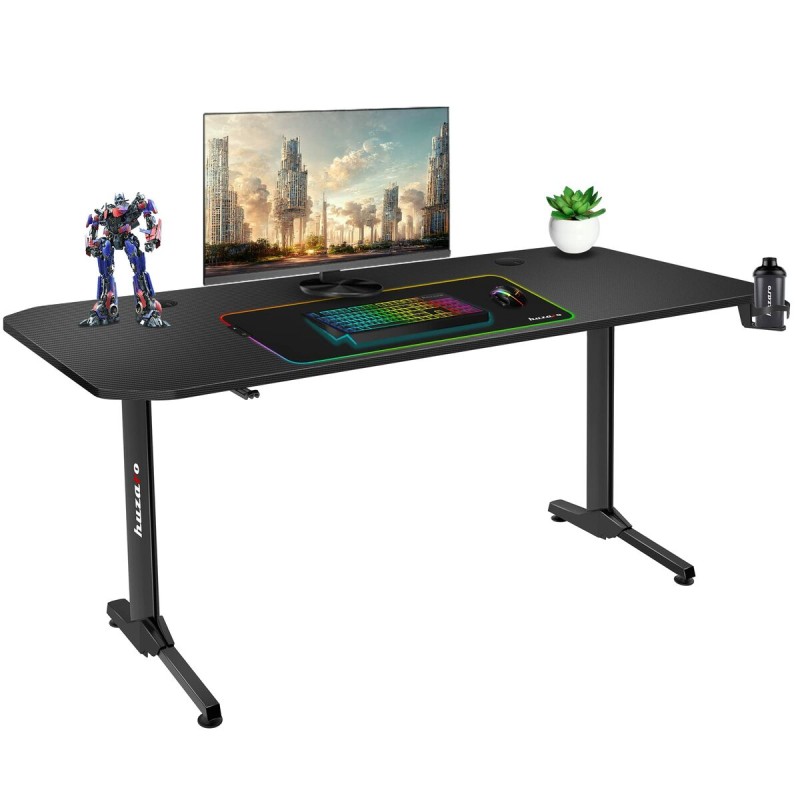 Scrivania Gaming Huzaro HZ-Hero 4.7 Nero Legno MDF 160 x 75 cm Scrivania Gaming Huzaro HZ-Hero 4.7 Nero Legno MDF 160 x 75 cm