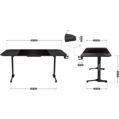 Scrivania Gaming Huzaro HZ-Hero 4.7 Nero Legno MDF 160 x 75 cm