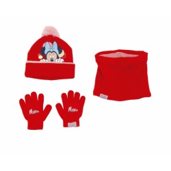 Cappello, Guanti e Scaldacollo Minnie Mouse Lucky Rosso Rosa 44-46 cm (S)
