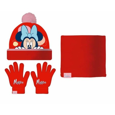 Cappello, Guanti e Scaldacollo Minnie Mouse Lucky Rosso Rosa 44-46 cm (S)