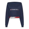 Felpa senza Cappuccio Donna Tommy Hilfiger Crop V Neck Blu scuro