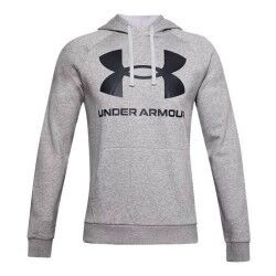 Felpa con Cappuccio Uomo Under Armour Rival Big Logo Grigio chiaro