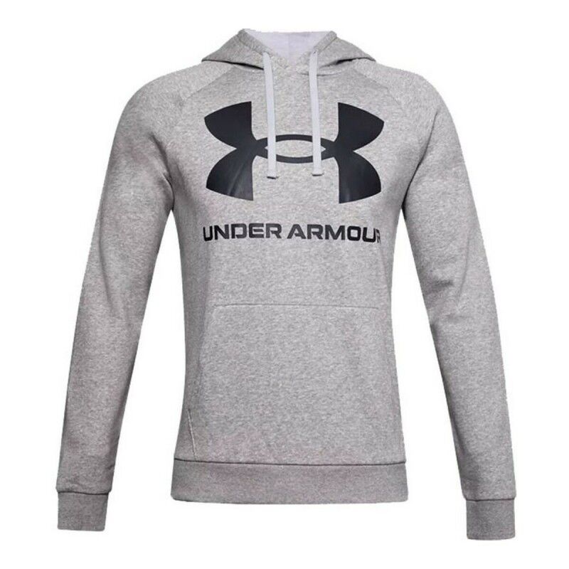 Felpa con Cappuccio Uomo Under Armour Rival Big Logo Grigio chiaro Felpa con Cappuccio Uomo Under Armour Rival Big Logo Grigio chiaro