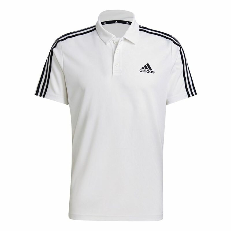 Polo a Maniche Corte Uomo Adidas Primeblue 3 Stripes Bianco Polo a Maniche Corte Uomo Adidas Primeblue 3 Stripes Bianco