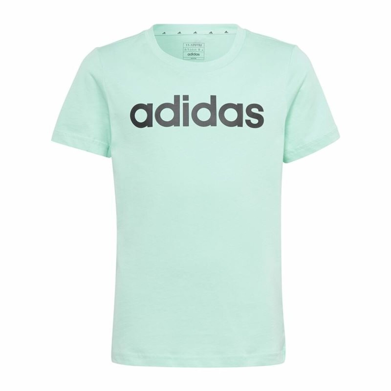 Maglia a Maniche Corte per Bambini Adidas Linear Logo Verde Acquamarina Maglia a Maniche Corte per Bambini Adidas Linear Logo Verde Acquamarina