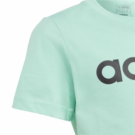 Maglia a Maniche Corte per Bambini Adidas Linear Logo Verde Acquamarina