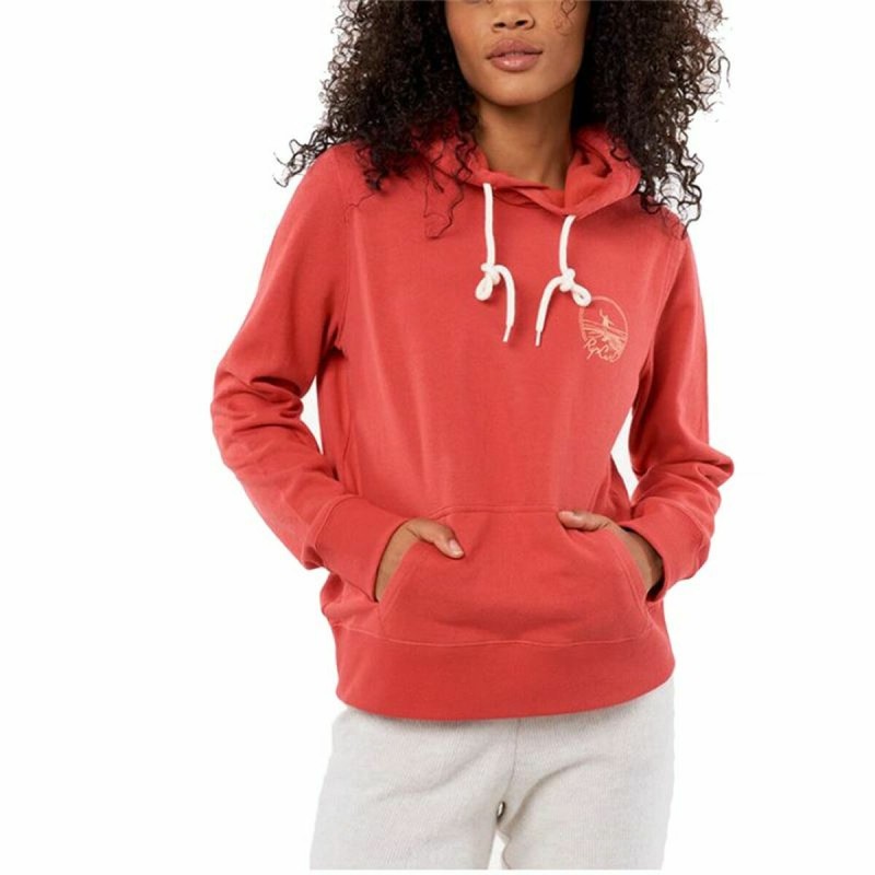 Felpa con Cappuccio Donna Rip Curl Re Entry Rosso Felpa con Cappuccio Donna Rip Curl Re Entry Rosso