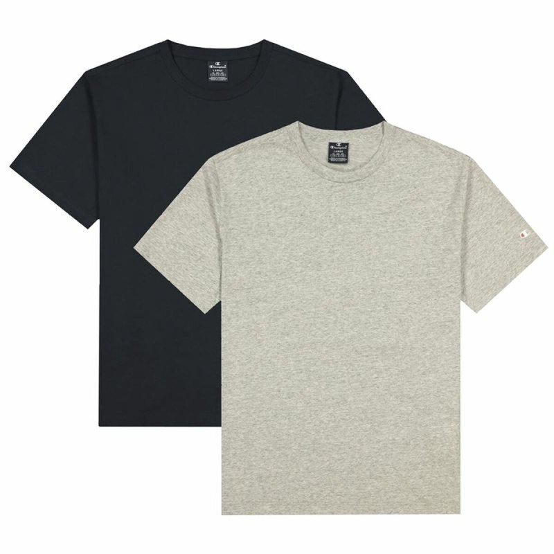 Maglia a Maniche Corte Uomo Champion Crew-Neck Nero 2 Pezzi Grigio chiaro Maglia a Maniche Corte Uomo Champion Crew-Neck Nero 2 Pezzi Grigio chiaro