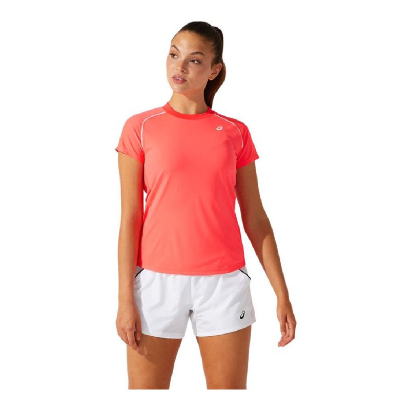 Maglia a Maniche Corte Donna Asics Court Piping Arancio Corallo Maglia a Maniche Corte Donna Asics Court Piping Arancio Corallo