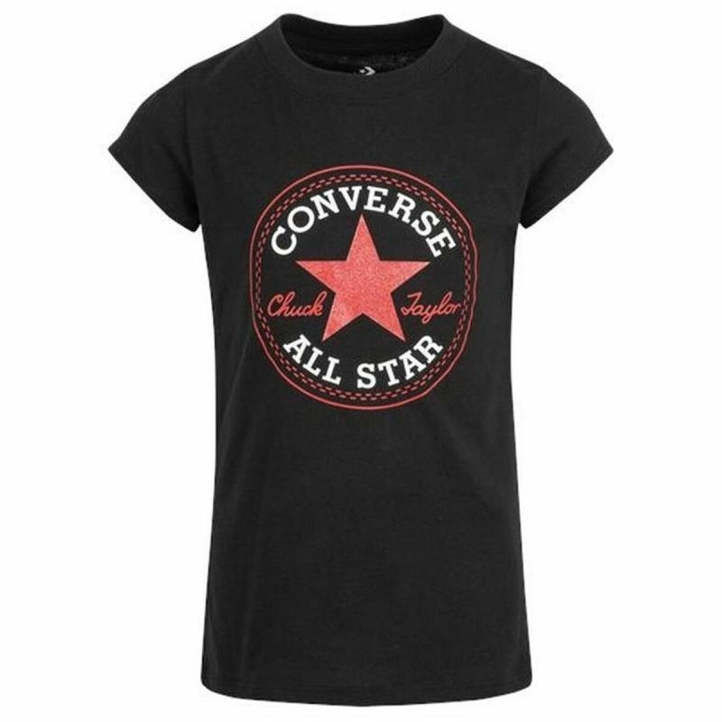 Maglia a Maniche Corte per Bambini Converse Timeless Patch Nero Maglia a Maniche Corte per Bambini Converse Timeless Patch Nero