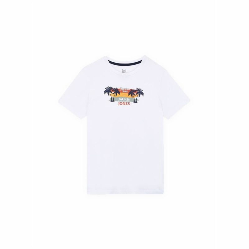 Maglia a Maniche Corte per Bambini Jack & Jones Jjsummer Smu Vibe Tee Bianco Maglia a Maniche Corte per Bambini Jack & Jones Jjsummer Smu Vibe Tee Bianco