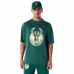 Maglia a Maniche Corte Uomo New Era NBA PANEL OS Milwaukee Bucks Verde Chiaro
