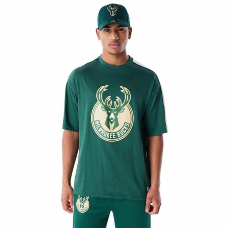 Maglia a Maniche Corte Uomo New Era NBA PANEL OS Milwaukee Bucks Verde Chiaro