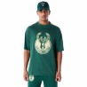 Maglia a Maniche Corte Uomo New Era NBA PANEL OS Milwaukee Bucks Verde Chiaro