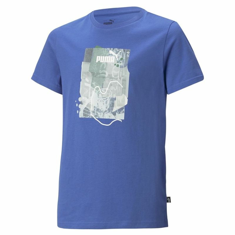 Maglia a Maniche Corte Bambino Puma Essentials+ Street Art Grap Azzurro Maglia a Maniche Corte Bambino Puma Essentials+ Street Art Grap Azzurro
