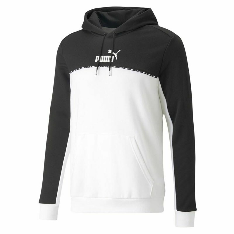 Felpa con Cappuccio Uomo Puma Block X Tape Bianco Nero Felpa con Cappuccio Uomo Puma Block X Tape Bianco Nero