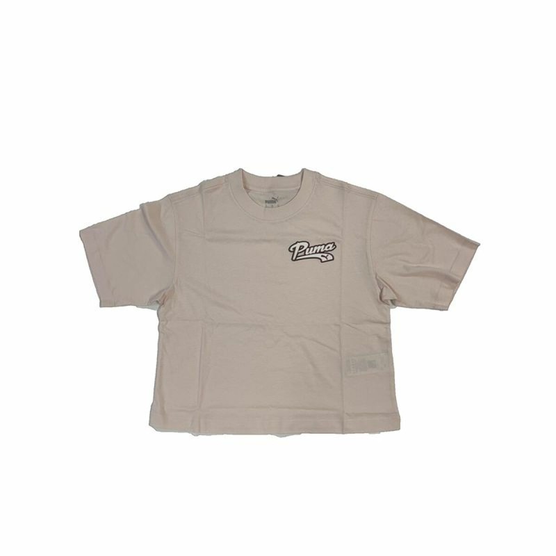 Maglia a Maniche Corte Donna Puma Puma Script Beige Maglia a Maniche Corte Donna Puma Puma Script Beige