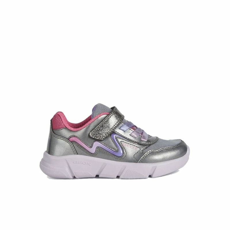Scarpe Sportive per Bambini Geox Aril Grigio Argentato Scarpe Sportive per Bambini Geox Aril Grigio Argentato
