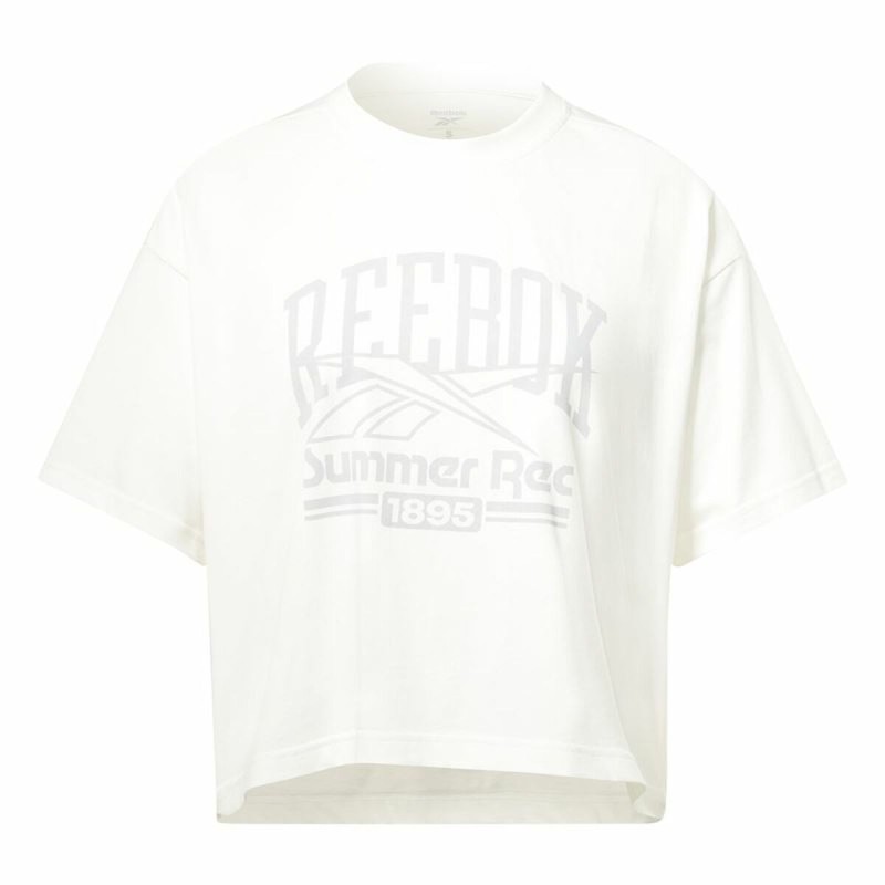 Maglia a Maniche Corte Donna Reebok Graphic Logo Bianco Maglia a Maniche Corte Donna Reebok Graphic Logo Bianco