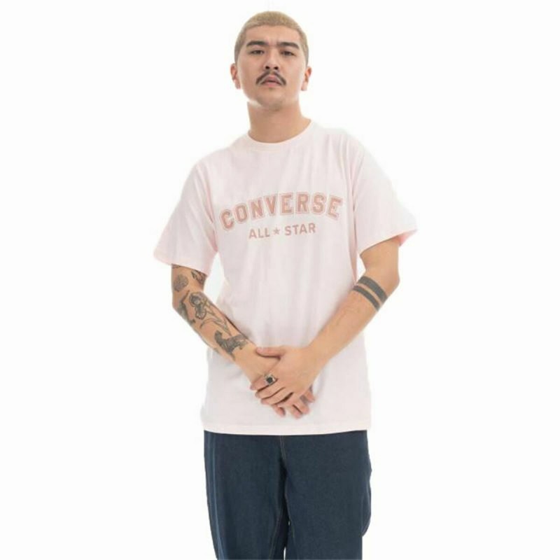 Maglia a Maniche Corte Uomo Converse Classic Fit All Star Single Screen Rosa chiaro Maglia a Maniche Corte Uomo Converse Classic Fit All Star Single Screen Rosa chiaro