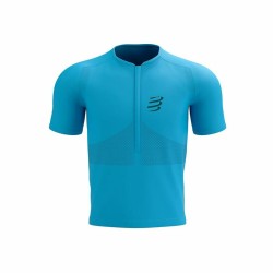 Maglia a Maniche Corte Unisex Compressport Trail Half-Zip Fitted SS Blu cielo