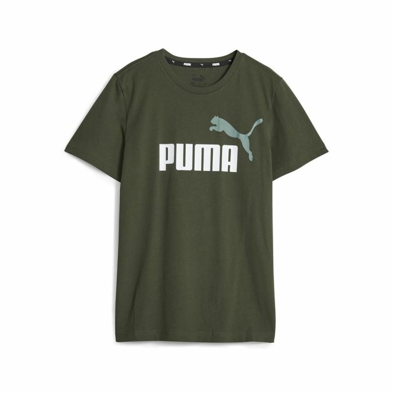 Maglia a Maniche Corte per Bambini Puma Ess+ 2 Col Logo Verde scuro Maglia a Maniche Corte per Bambini Puma Ess+ 2 Col Logo Verde scuro