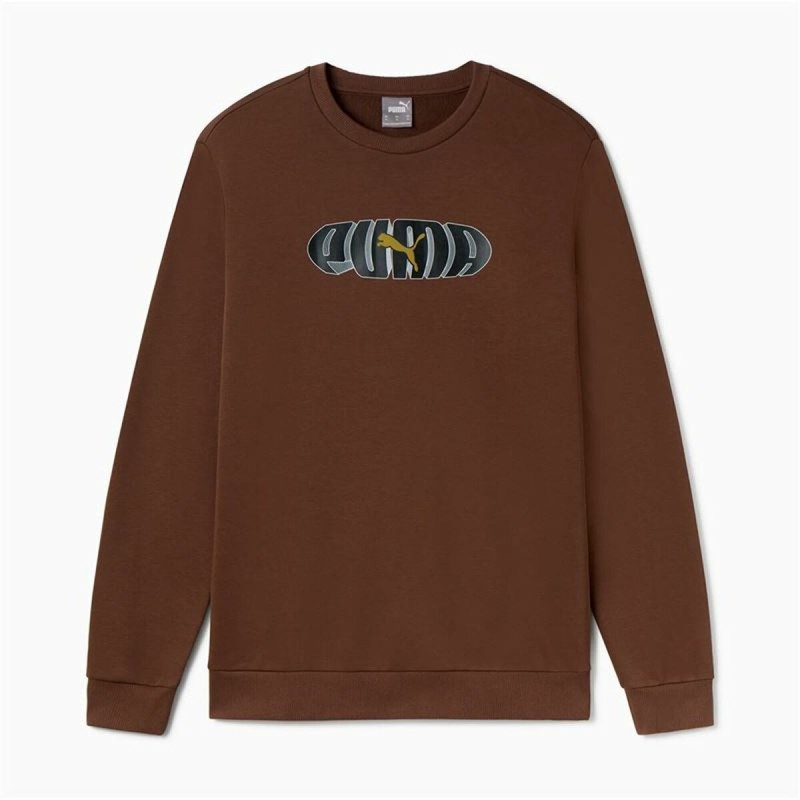 Felpa senza Cappuccio Uomo Puma Essentials+ Graphic Crew Fl Hombre Marrone Felpa senza Cappuccio Uomo Puma Essentials+ Graphic Crew Fl Hombre Marrone