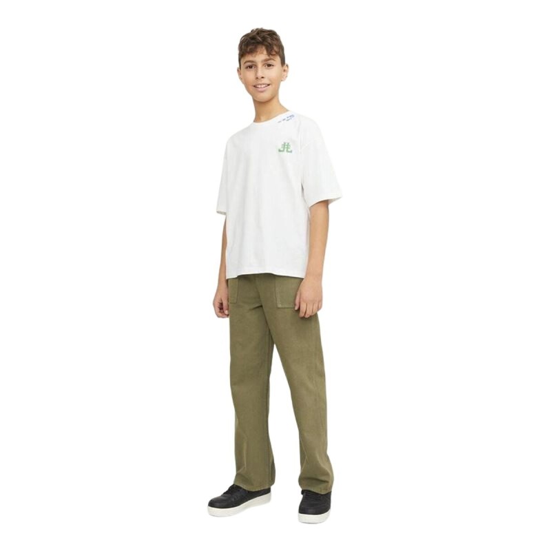Maglia a Maniche Corte per Bambini Jack & Jones Jorcole Back Print Bianco Verde Maglia a Maniche Corte per Bambini Jack & Jones Jorcole Back Print Bianco Verde