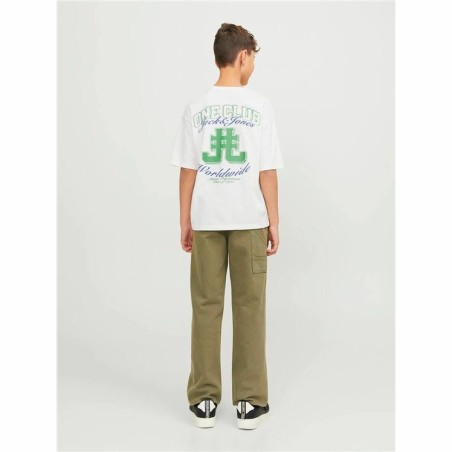 Maglia a Maniche Corte per Bambini Jack & Jones Jorcole Back Print Bianco Verde