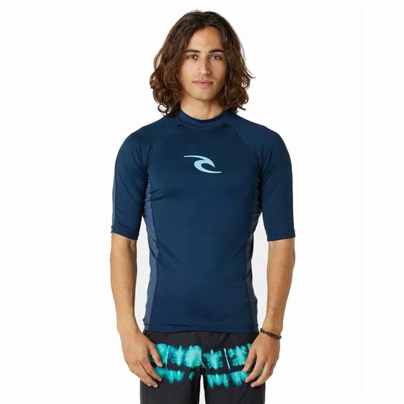 Maglia a Maniche Corte Uomo Rip Curl Waves Blu Marino Maglia a Maniche Corte Uomo Rip Curl Waves Blu Marino