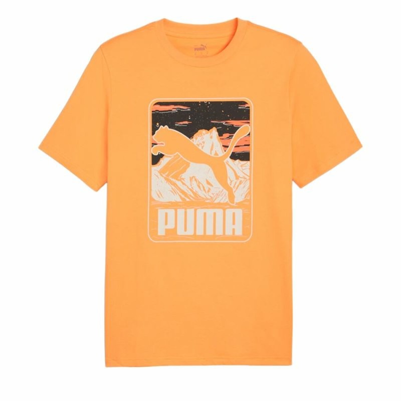 Maglia a Maniche Corte Uomo Puma Graphics Mountain e Clementine Arancio Maglia a Maniche Corte Uomo Puma Graphics Mountain e Clementine Arancio